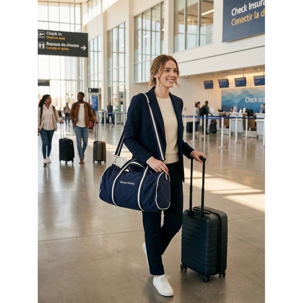 Scarborough & Tweed Morgan Stanley Navy Blue Canvas Duffel Bag Travel